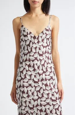 Bode Bode Paper Birch Print Slipdress in Brown White — Women Autumn brown Dresses