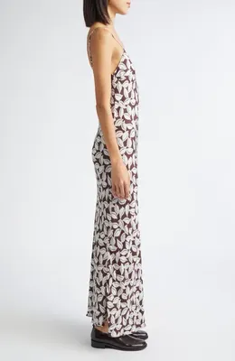 Bode Bode Paper Birch Print Slipdress in Brown White — Women Autumn brown Dresses
