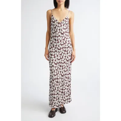 Bode Bode Paper Birch Print Slipdress in Brown White — Women Autumn brown Dresses
