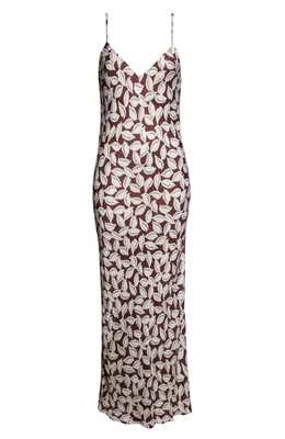 Bode Bode Paper Birch Print Slipdress in Brown White — Women Autumn brown Dresses