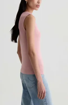 AG AG Miah Cutout Sleeveless Top in Sparkling Rose — Women Spring pink Tank Tops & Camis