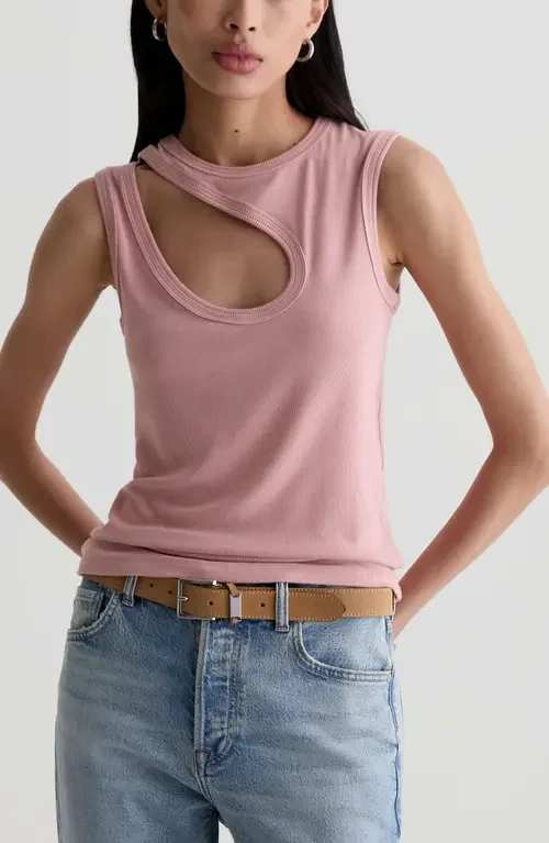 AG AG Miah Cutout Sleeveless Top in Sparkling Rose — Women Spring pink Tops