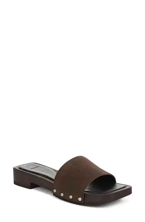 Vince Vince Barbara Slide Sandal in Dark Mocha — Women Autumn chocolate Shoes