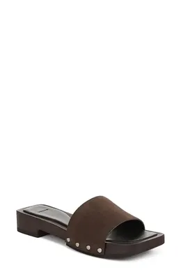 Vince Vince Barbara Slide Sandal in Dark Mocha — Women Autumn chocolate Shoes
