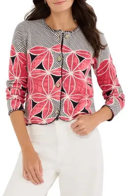 NIC+ZOE NIC+ZOE Gallery Walk Cardigan in Pink Multi — Women Spring red Tops