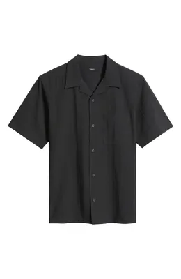 Theory Theory Stripe Camp Shirt in Black/Pewter — Men Winter black Tops