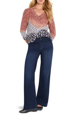 NIC+ZOE NIC+ZOE Blue Dahlia Sweater in Blue Multi — Women Summer red Tops