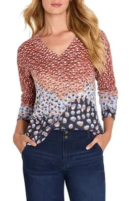 NIC+ZOE NIC+ZOE Blue Dahlia Sweater in Blue Multi — Women Summer red Tops