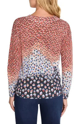 NIC+ZOE NIC+ZOE Blue Dahlia Sweater in Blue Multi — Women Summer red Tops