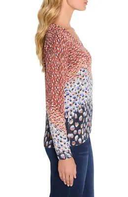 NIC+ZOE NIC+ZOE Blue Dahlia Sweater in Blue Multi — Women Summer red Tops