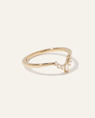Quince Quince | Women's 14K Gold Natural Diamond Pointed Tiara Band Rings in Yellow Gold — Women Autumn gold Jewelry