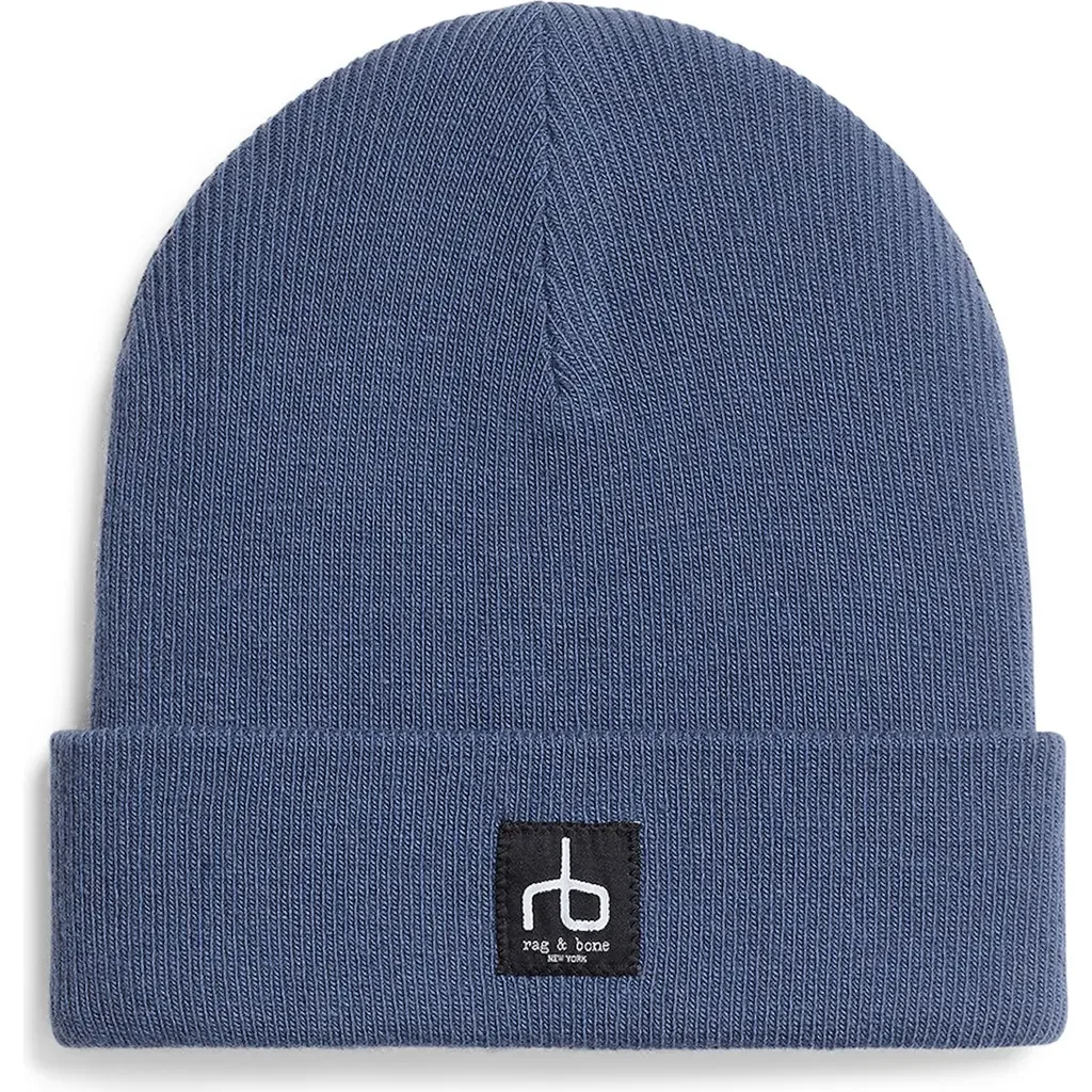 rag & bone rag & bone Evan Beanie in Worn Indigo — Men Winter blue Accessories