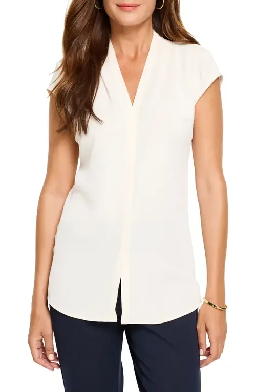 NIC+ZOE NIC+ZOE Day to Night Cap Sleeve Top in Classic Cream — Women Winter white Tops
