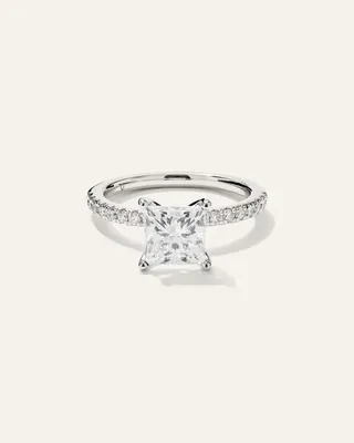 Quince Quince | Women's Lab Grown Diamond Princess Petite Pave Engagement Ring 1.5ct in White Gold — Women Summer ivory Accessories