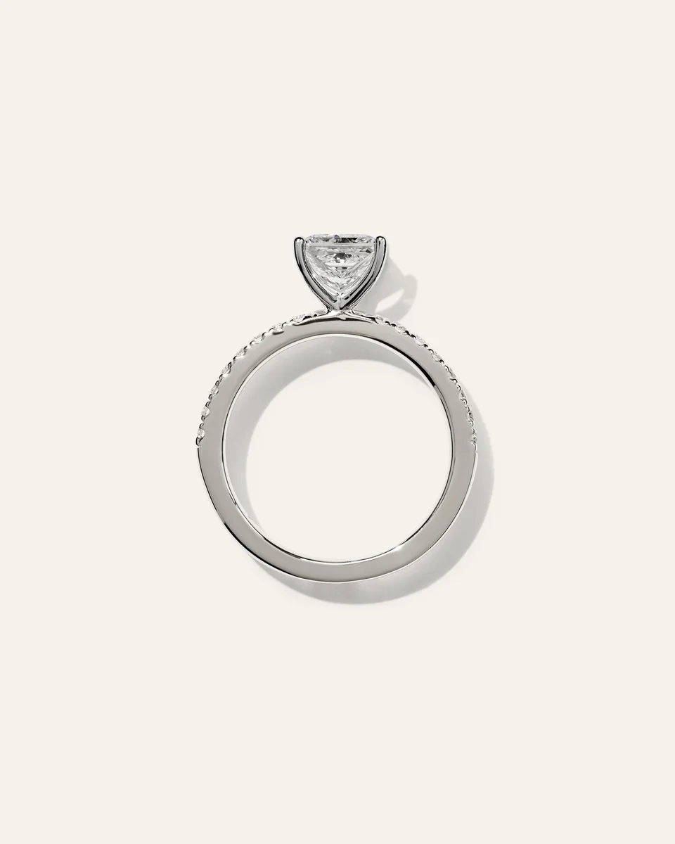 Quince Quince | Women's Lab Grown Diamond Princess Petite Pave Engagement Ring 1.5ct in White Gold — Women Summer ivory Accessories