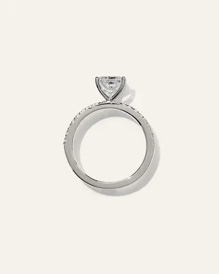 Quince Quince | Women's Lab Grown Diamond Princess Petite Pave Engagement Ring 1.5ct in White Gold — Women Summer ivory Accessories
