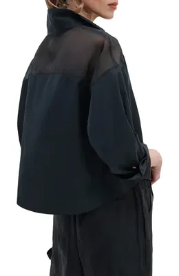rag & bone rag & bone Elly Crop Button-Up Shirt in Black — Women Winter black Button-Down Shirts