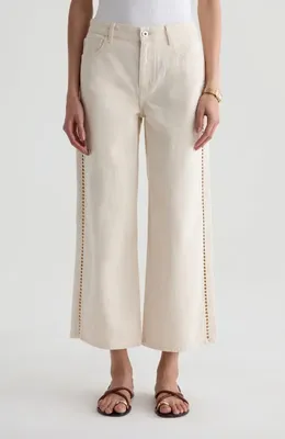AG AG Saige Mid Rise Ankle Wide Leg Jeans in Fresh Air — Women Autumn ivory Pants