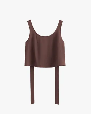 Cuyana Linen Cropped Tank - Coffee / Extra in chocolate — Autumn chocolate Tops