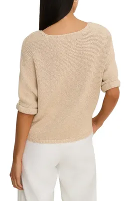 NIC+ZOE NIC+ZOE Crimpy Roll Sleeve Sweater in Latte — Women Autumn beige Tops
