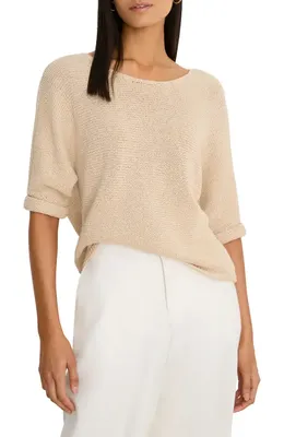 NIC+ZOE NIC+ZOE Crimpy Roll Sleeve Sweater in Latte — Women Autumn beige Tops