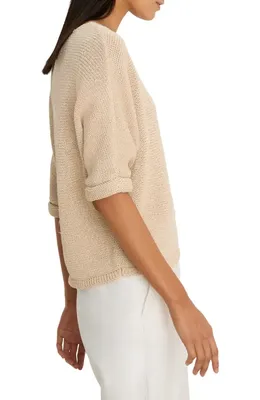NIC+ZOE NIC+ZOE Crimpy Roll Sleeve Sweater in Latte — Women Autumn beige Tops