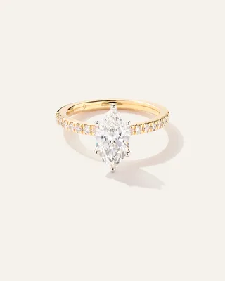 Quince Quince | Women's Lab Grown Diamond Marquise Petite Pave Engagement Ring 1.5ct in Yellow Gold — Women Spring gold Accessories