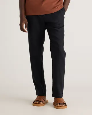 Quince Quince | Men's 100% European Linen Pants in Black — Men Winter black Trousers & Chinos