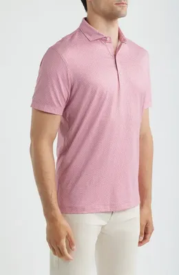johnnie-O johnnie-O Tile Neat Performance Jersey Polo in Racing Red — Men Spring pink Tops