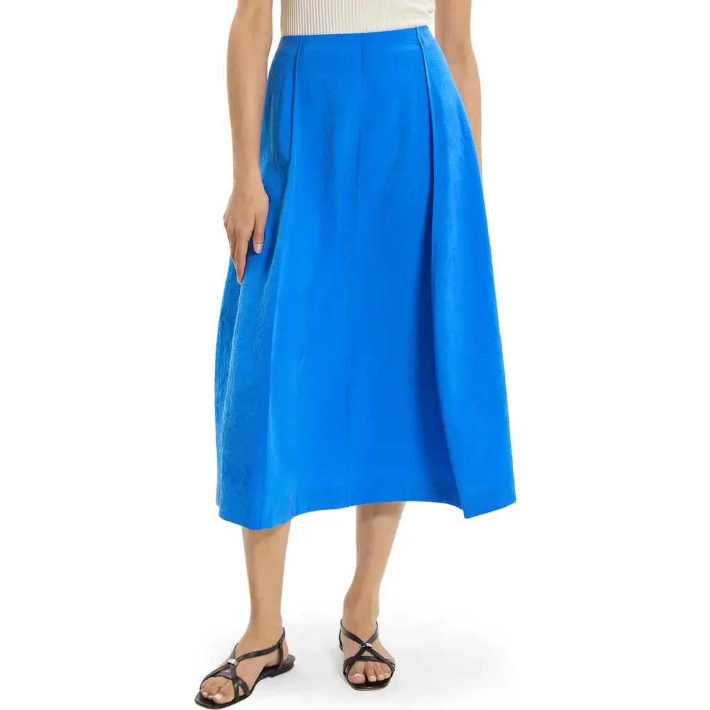 Theory Theory Curved Parachute Silk Blend Skirt in Jewel Blue — Women Winter blue Skirts
