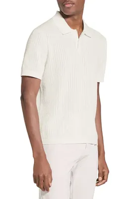 Theory Theory Tactile Cotton Polo in Winter Ivory - 2H5 — Men Winter white Tops