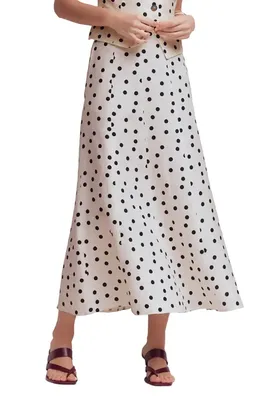 Boden Boden Miriam Linen Maxi Skirt in Ivory Painted Dot — Women Spring white Skirts