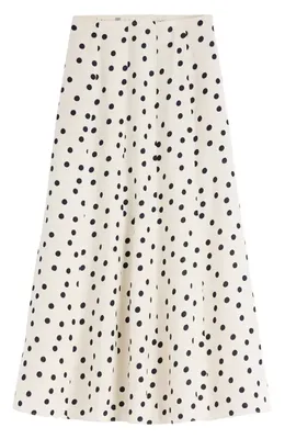 Boden Boden Miriam Linen Maxi Skirt in Ivory Painted Dot — Women Spring white Skirts