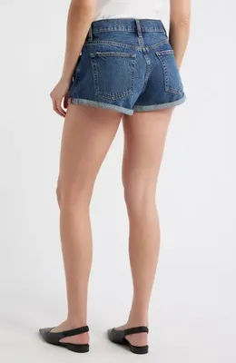 FRAME FRAME The Darling Cuffed Denim Shorts in Honeybee — Women Winter blue Shorts
