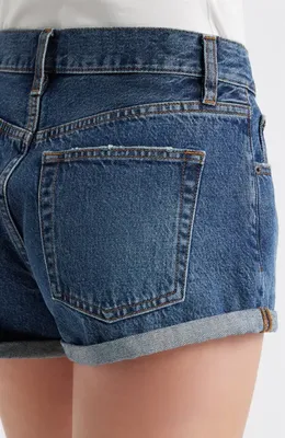 FRAME FRAME The Darling Cuffed Denim Shorts in Honeybee — Women Winter blue Shorts