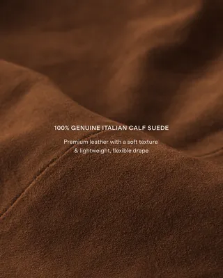 Quince Quince | Men's Italian Suede Trucker Jacket in Dark Chestnut — Men Autumn brown Outerwear