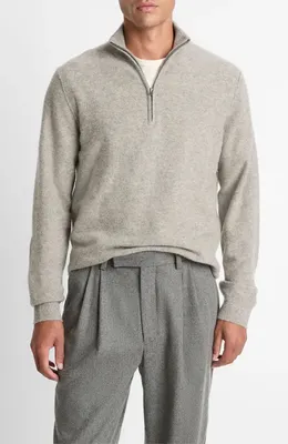 Vince Vince Boiled Cashmere Quarter Zip Sweater in Heather Mouse — Men Autumn tan Tops