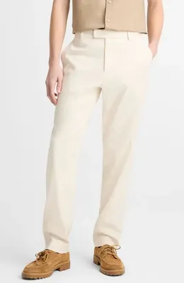 Vince Vince Owen Linen & Cotton Blend Extended Tab Pants in Bone — Men Autumn white Pants