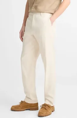 Vince Vince Owen Linen & Cotton Blend Extended Tab Pants in Bone — Men Autumn white Pants