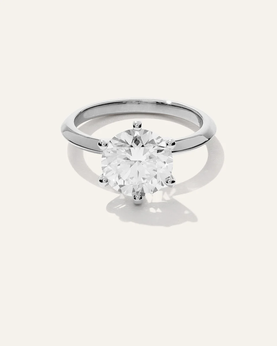 Quince Quince Women's Lab Grown Diamond Round Six Prong Knife Edge Engagement Ring 3ct in Platinum — Women Summer white Accessories