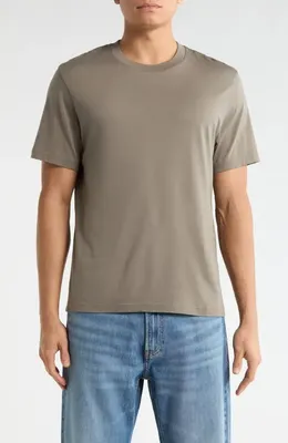 FRAME FRAME Short Sleeve Light Cotton Tee in Smoky Green — Men Autumn grey Tops