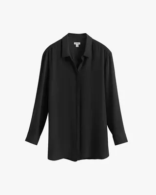 Cuyana Tencel Oversized Shirt in black — Winter black Tops
