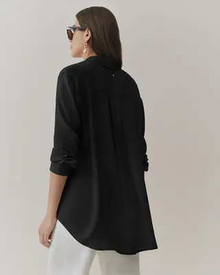 Cuyana Tencel Oversized Shirt in black — Winter black Tops