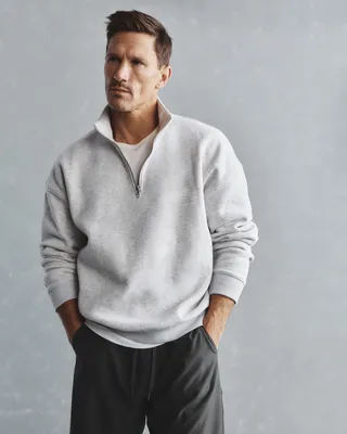 Quince Quince | Men's Everyday Fleece Quarter-Zip Sweatshirt in Light Heather Grey — Men Summer silver Activewear
