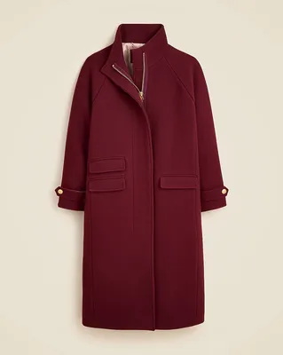 J.Crew Long Toscana coat in Italian stadium-cloth wool blend in WARMED WALNUT — Women Autumn burgundy Outerwear