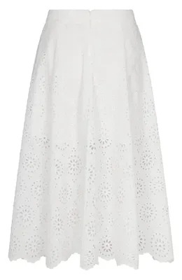 FRAME FRAME The Solstice Eyelet Midi Skirt in White — Women Winter white Skirts