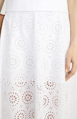 FRAME FRAME The Solstice Eyelet Midi Skirt in White — Women Winter white Skirts