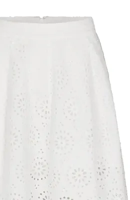 FRAME FRAME The Solstice Eyelet Midi Skirt in White — Women Winter white Skirts