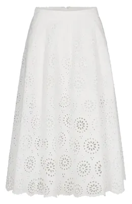 FRAME FRAME The Solstice Eyelet Midi Skirt in White — Women Winter white Skirts