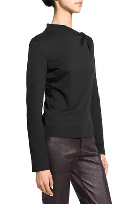 Theory Theory Twistet Slash Neck Top in Black — Women Winter black T-Shirts & Tees